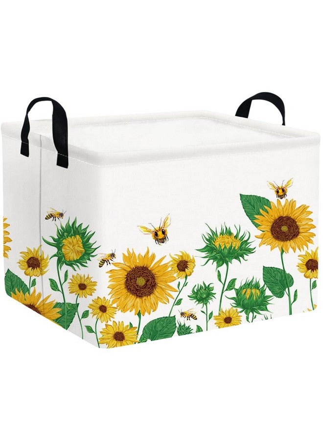FXOCSHE FXOLCSHE Rectangular Sunflower basket,Waterproof Canvas kids Laundry Nursery Hamper,Storage Baskets for Bedroom,Yellow Hamper,Gift Basketsr(Sunflower) - Image 1