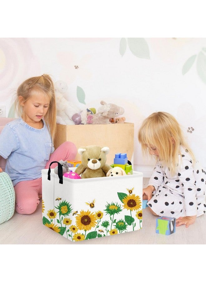 FXOCSHE FXOLCSHE Rectangular Sunflower basket,Waterproof Canvas kids Laundry Nursery Hamper,Storage Baskets for Bedroom,Yellow Hamper,Gift Basketsr(Sunflower) - Image 2