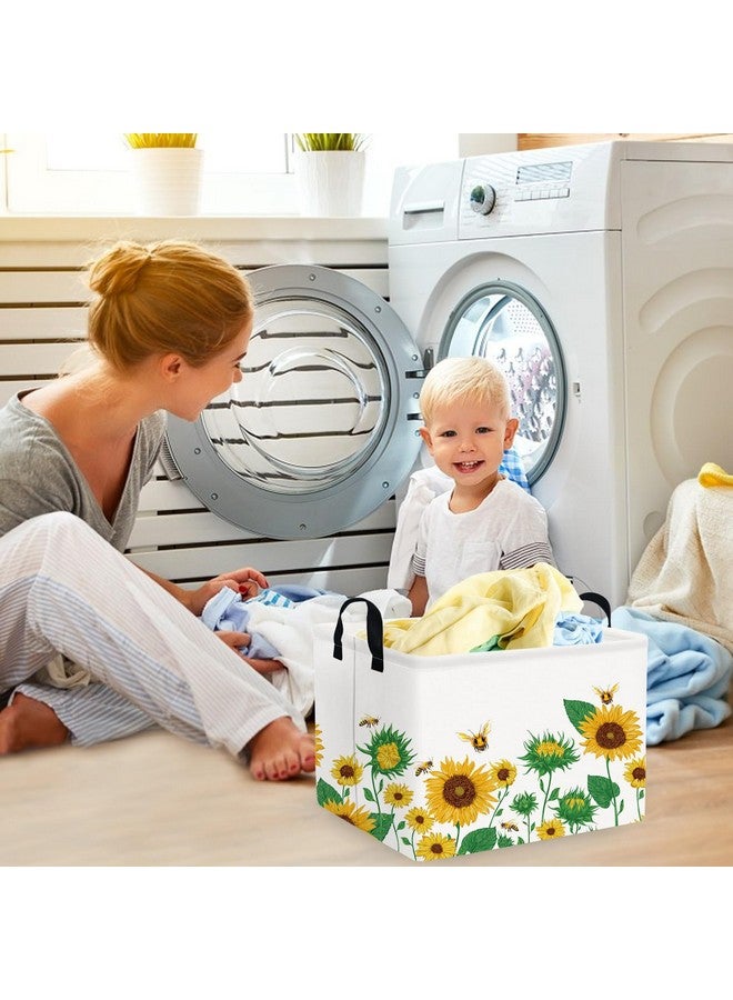 FXOCSHE FXOLCSHE Rectangular Sunflower basket,Waterproof Canvas kids Laundry Nursery Hamper,Storage Baskets for Bedroom,Yellow Hamper,Gift Basketsr(Sunflower) - Image 4