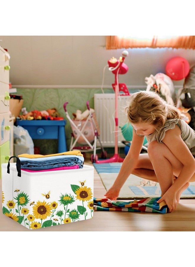 FXOCSHE FXOLCSHE Rectangular Sunflower basket,Waterproof Canvas kids Laundry Nursery Hamper,Storage Baskets for Bedroom,Yellow Hamper,Gift Basketsr(Sunflower) - Image 5