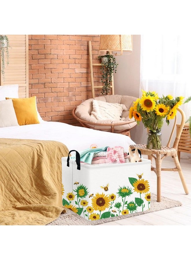 FXOCSHE FXOLCSHE Rectangular Sunflower basket,Waterproof Canvas kids Laundry Nursery Hamper,Storage Baskets for Bedroom,Yellow Hamper,Gift Basketsr(Sunflower) - Image 3