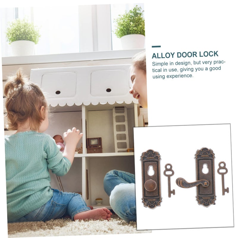 Miniature Retro Door Lock Model Decorative Accessory For Dollhouse DIY Projects - Image 4