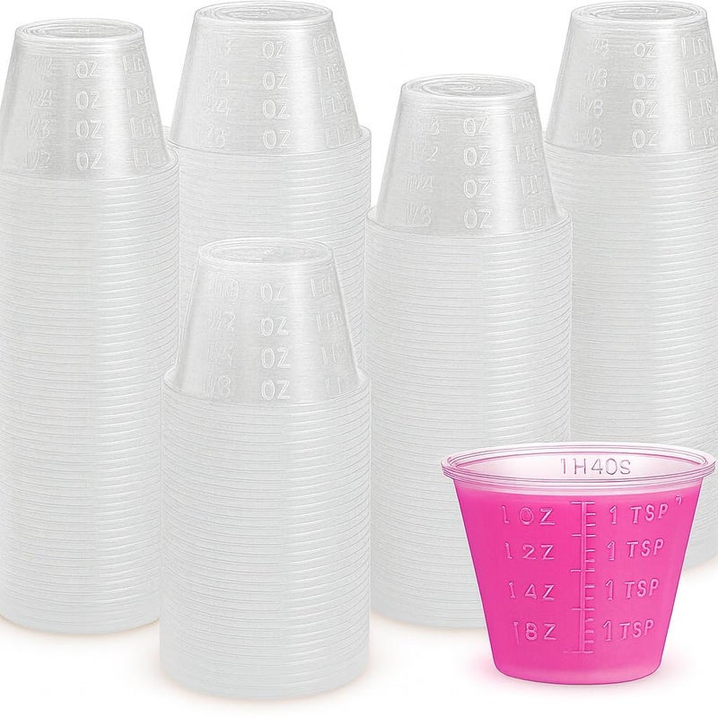 Medicine Cups Plastic Disposable  200 Count  1oz  30ml  30cc  Non Sterile Bulk Pack Medicine Measuring Cup for Liquid Medicine Epoxy  Pills