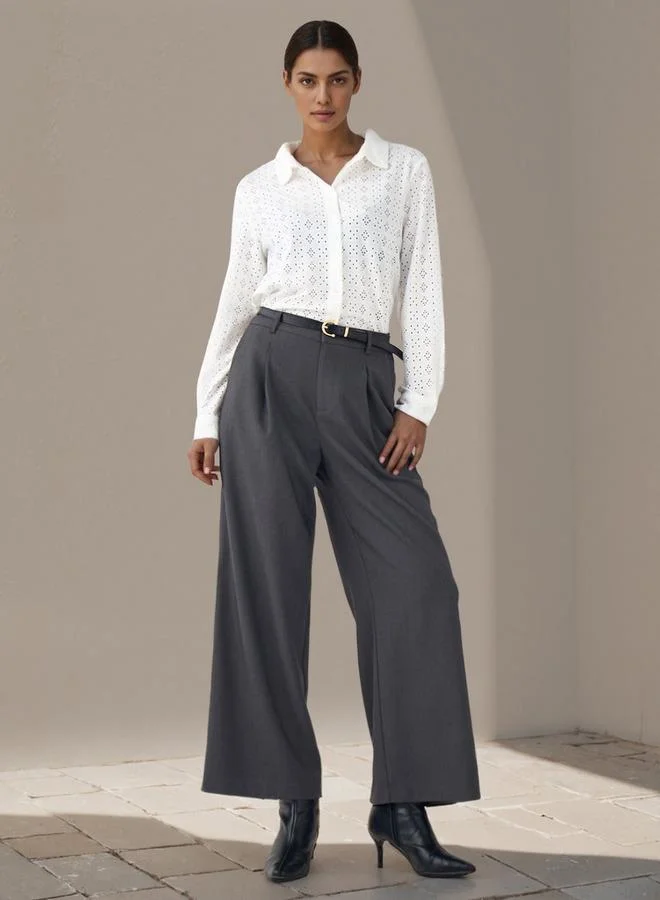 Splash FAV Regular Fit Viscose Schiffli Textured Shirt with Collar