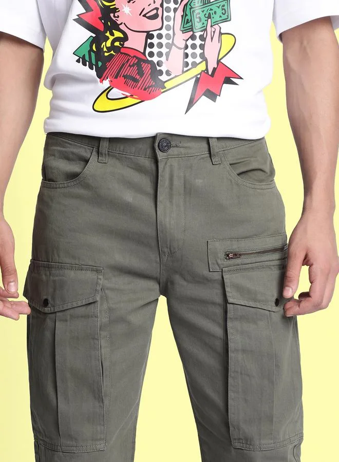Styli Men Relaxed Fit Mid-Rise Cargo Pants By Bene Kleed