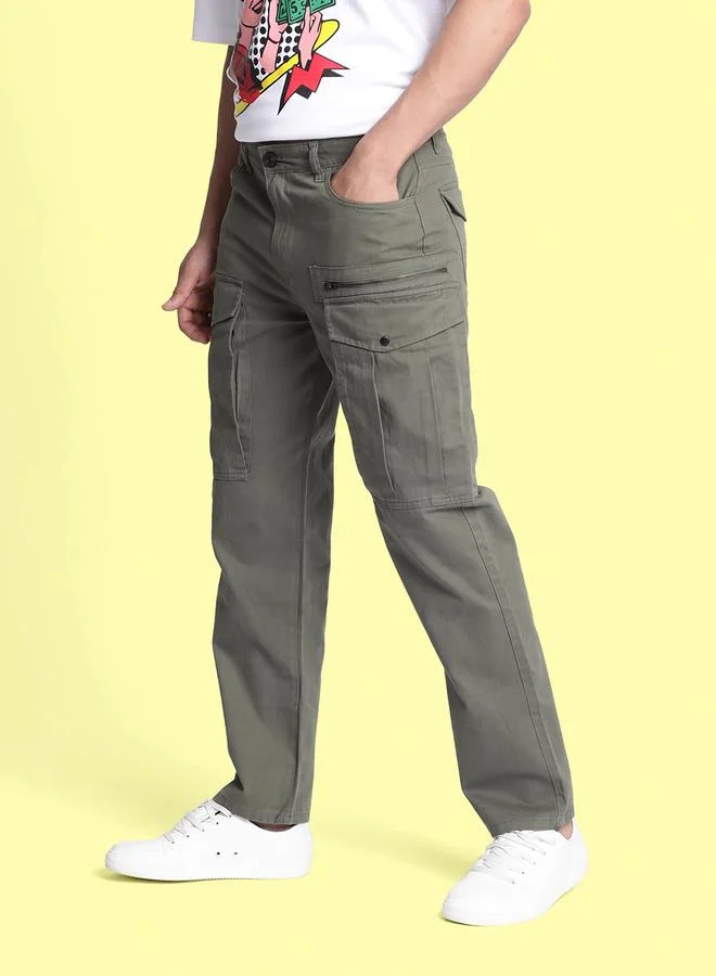 Styli Men Relaxed Fit Mid-Rise Cargo Pants By Bene Kleed