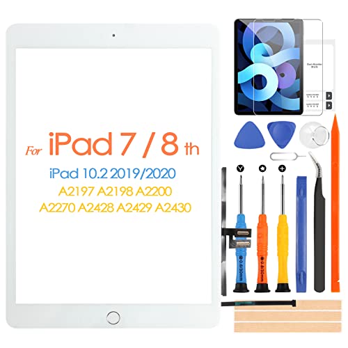 ARSSLY شاشة تعمل باللمس لجهاز آيباد 7 الجيل السابع 8 الجيل الثامن 2019 2020 بديل الشاشة، لجهاز آيباد 10.2" A2197 A2198 A2200 A2270 A2428 A2429 A2430 ديجيتزر مع زر الصفحة الرئيسية وأدوات الإصلاح (ليس LCD) - Image 1