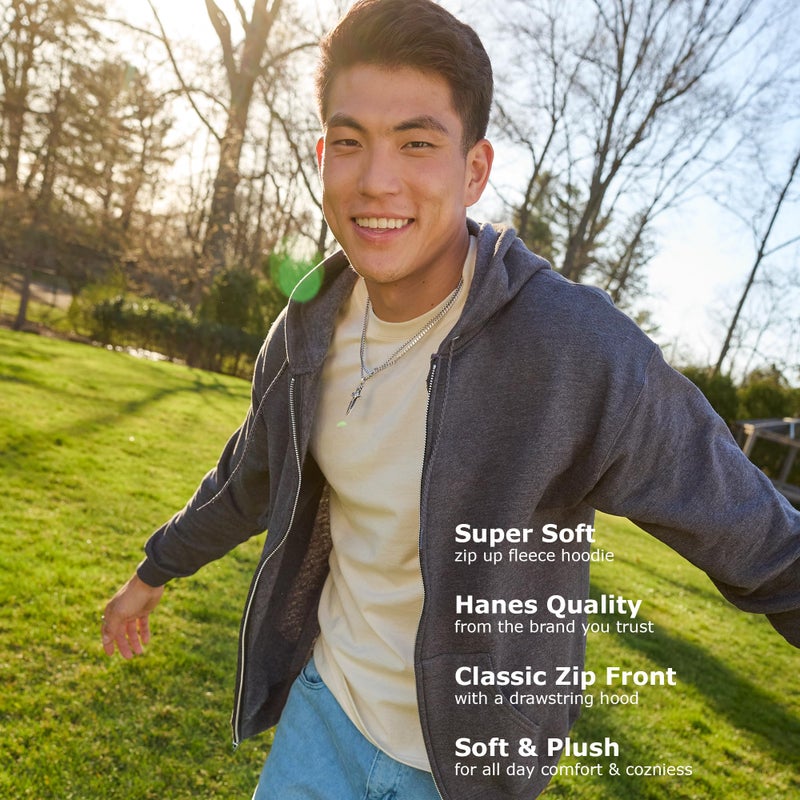 Hanes Mens FullZip EcoSmart Hoodie Light Blue XXLarge - Image 4