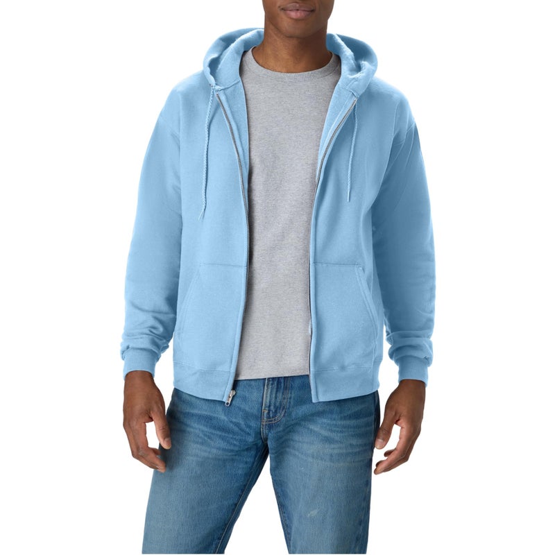 Hanes Mens FullZip EcoSmart Hoodie Light Blue XXLarge - Image 2