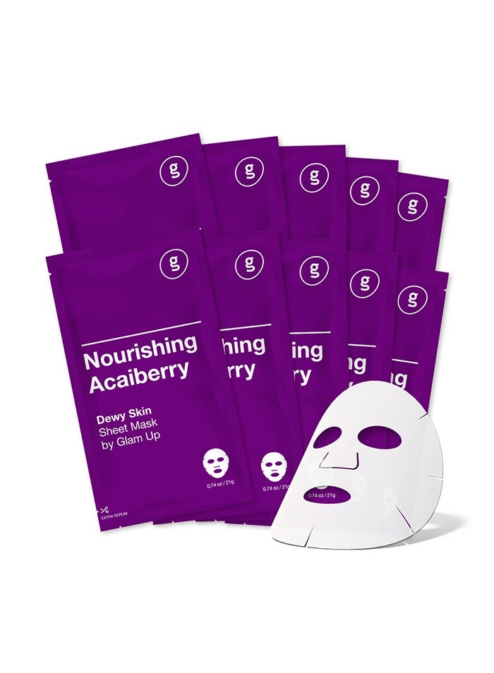 جلام آب قناع ورقي من جلام أب مغذي بالتوت الأكاي (10 ورقات) - للبشرة الندية - Image 1