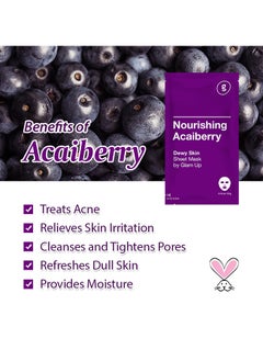 Glam Up GLAM UP Sheet Mask Nourishing AcaiBerry (10 sheets) - Dewy Skin  - Image 5