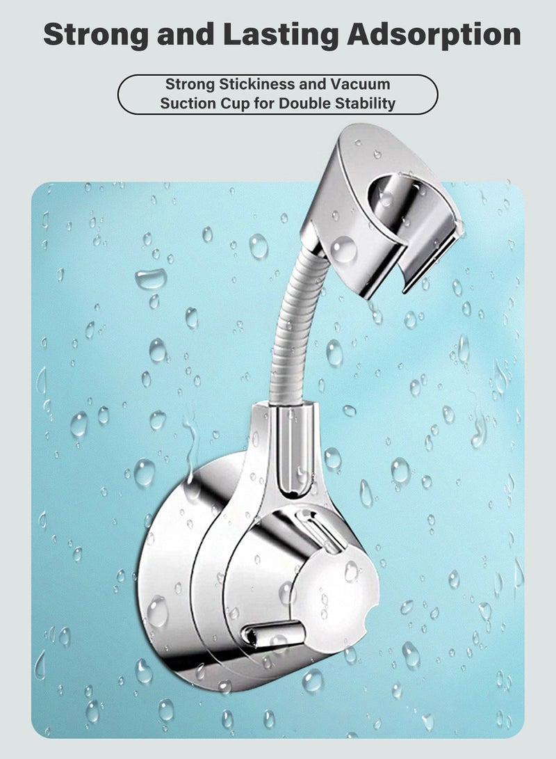 Punch-free 360° Adjustable Shower Head Holder Strong Adhesive Waterproof Shower Holder for Bathroom Long-lasting Load-bearing Shower Head Bracket 2 Sets Black  - Image 5