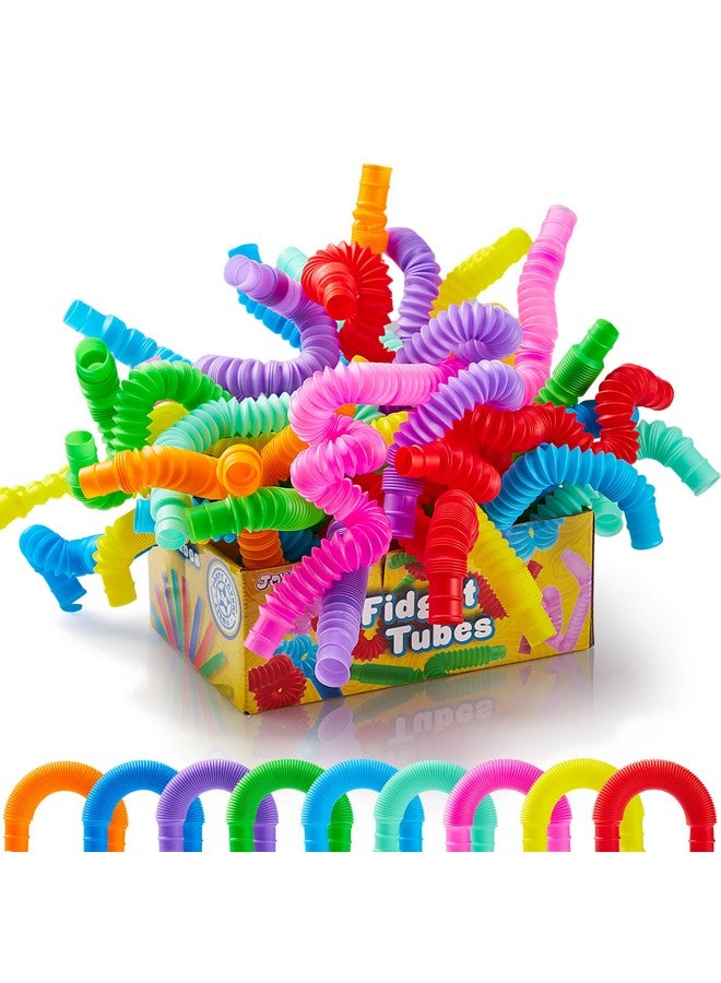 جوين مجموعة من 18 أنبوبًا صغيرًا من JOYIN، ألعاب حسية (صغيرة) أنابيب فيدجيت هدايا الحفلات - 9 ألوان، قابلة للتوصيل والتمديد لتخفيف التوتر - مثالية للحفلات، والتبادل في الفصل الدراسي، ومكافأة المدرسة - Image 1