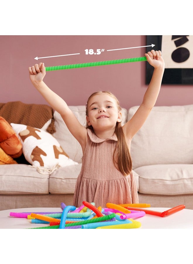 جوين مجموعة من 18 أنبوبًا صغيرًا من JOYIN، ألعاب حسية (صغيرة) أنابيب فيدجيت هدايا الحفلات - 9 ألوان، قابلة للتوصيل والتمديد لتخفيف التوتر - مثالية للحفلات، والتبادل في الفصل الدراسي، ومكافأة المدرسة - Image 4