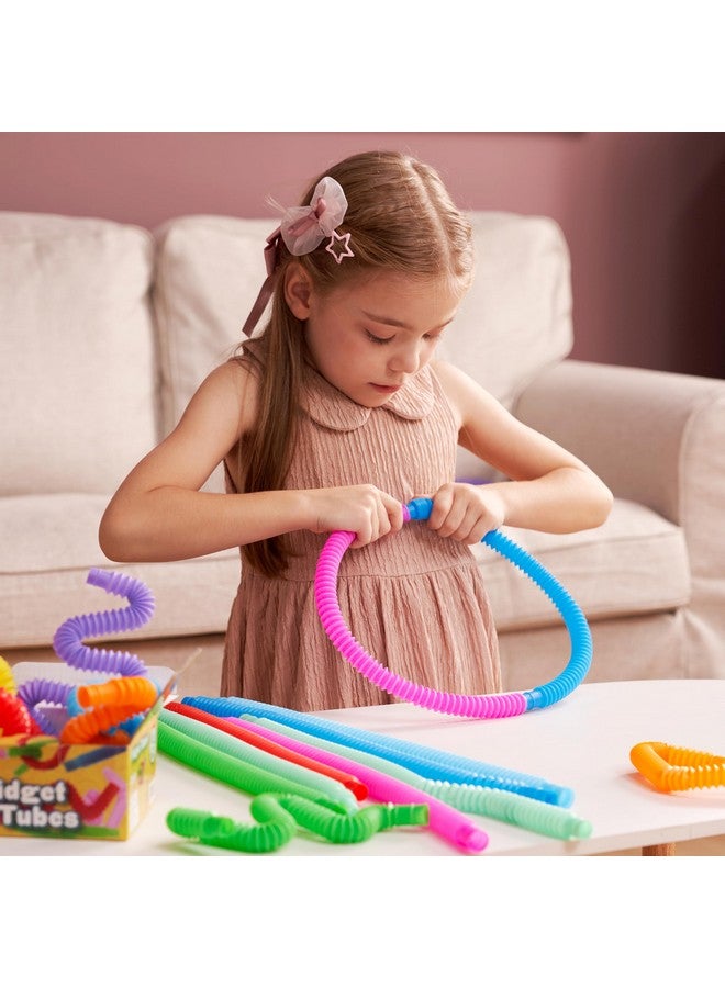 جوين مجموعة من 18 أنبوبًا صغيرًا من JOYIN، ألعاب حسية (صغيرة) أنابيب فيدجيت هدايا الحفلات - 9 ألوان، قابلة للتوصيل والتمديد لتخفيف التوتر - مثالية للحفلات، والتبادل في الفصل الدراسي، ومكافأة المدرسة - Image 5