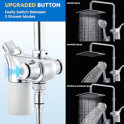 Ryamen Upgraded Dual Shower Heads Combo, 10 inch Filtered Shower Head with Handheld, 3-Way Rain Shower Head with Filters, 7 Settings Handheld Spray, High Pressure, Height Adjustable (Silver) - Image 2