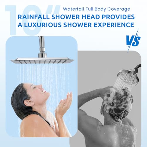 Ryamen Upgraded Dual Shower Heads Combo, 10 inch Filtered Shower Head with Handheld, 3-Way Rain Shower Head with Filters, 7 Settings Handheld Spray, High Pressure, Height Adjustable (Silver) - Image 5