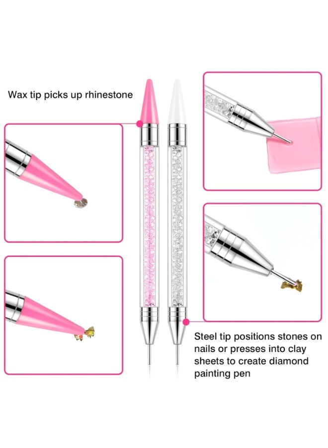 اترجسز Rhinestone Picker Tool, 2 Bedazzling Pen, 6 Extra Wax Tips & Tweezer | 16pcs Bedazzling Tools, الماس اللوحة نقطة القلم مع دقة Tweezer, الأظافر فن DIY Kit - Image 2