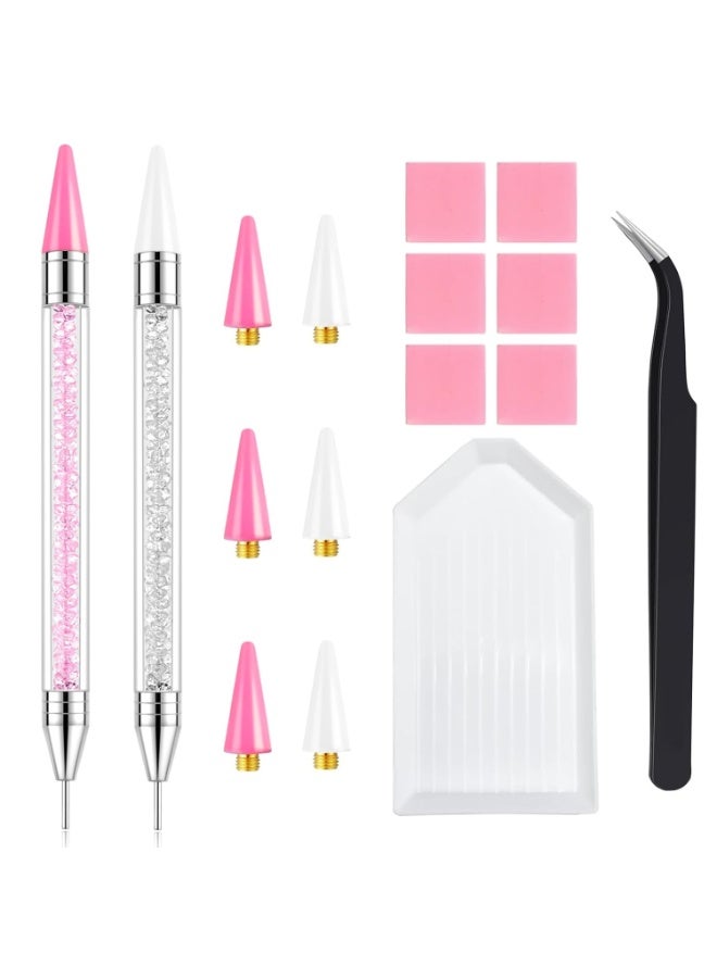 اترجسز Rhinestone Picker Tool, 2 Bedazzling Pen, 6 Extra Wax Tips & Tweezer | 16pcs Bedazzling Tools, الماس اللوحة نقطة القلم مع دقة Tweezer, الأظافر فن DIY Kit - Image 1