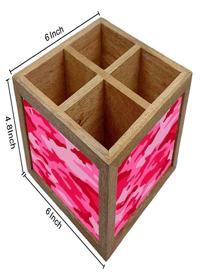 Nutcase Wooden Cutlery Stand Holder Silverware Caddy Spoons Forks Knives Organizer for Dining Table & Kitchen -Made in India-Spoons NOT Included - Pink Camo - Image 5