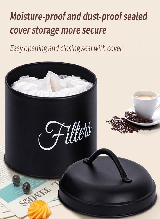 TYUI Coffee Filter Holder w/Lid，Black Coffee Filter Storage Container，Rustic Farmhouse Distressed Coffee Bar Decor（circular） - Image 5