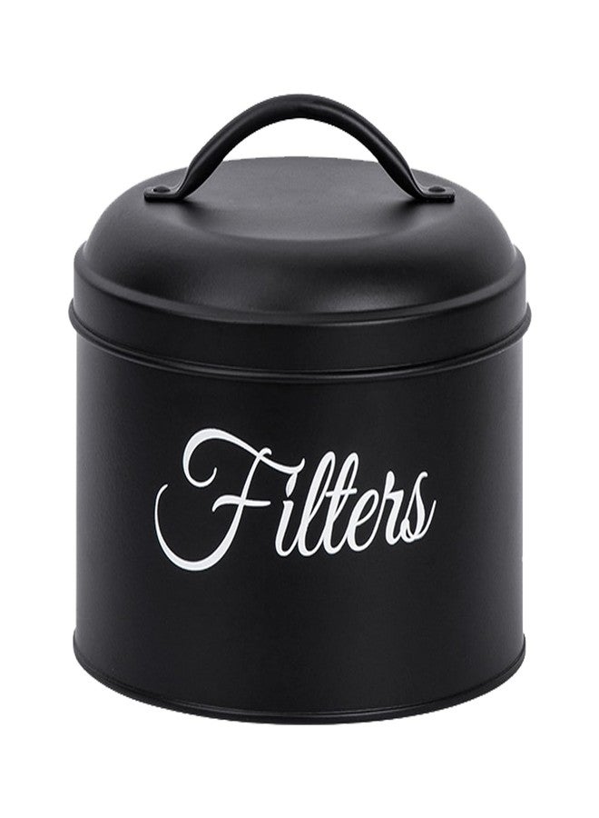 TYUI Coffee Filter Holder w/Lid，Black Coffee Filter Storage Container，Rustic Farmhouse Distressed Coffee Bar Decor（circular） - Image 1