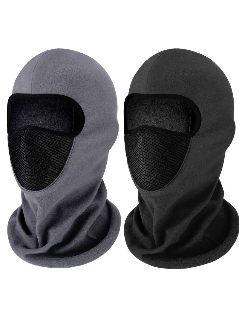Y&D SYOSI 2 Pcs Balaclava Masks, Thicken Fleece Mask Winter Thermal Windproof for Outdoor Skiing Cycling Snowboarding Full Cover Unisex (Black, Gray)  - Image 1