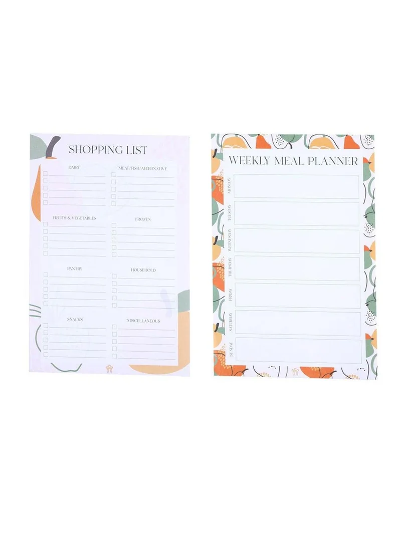 Prickly Pear Fruit Set Of 2 Magnetic Meal Planner With Shopping List