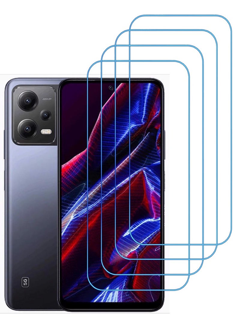 ACLIX 4 Pieces Antistatic ESD Dustproof Premium Quality High Definition Clear Tempered Glass Screen Protector Designed For Xiaomi Poco X5 - Image 1