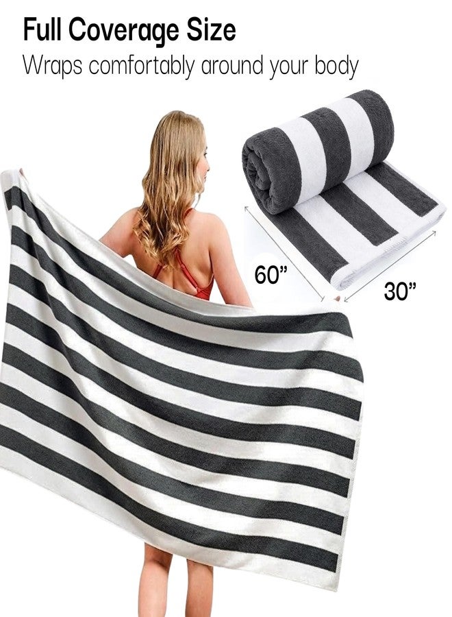 Salt Earth Cotton Striped Beach Cabana Towel, 6 Pack - 30"x60" Quick Dry Towels, Pool Essentials, Travel, Gym & Bathroom Towels, Oversized Beach Vacation EssentialsSteel Grey - Image 3