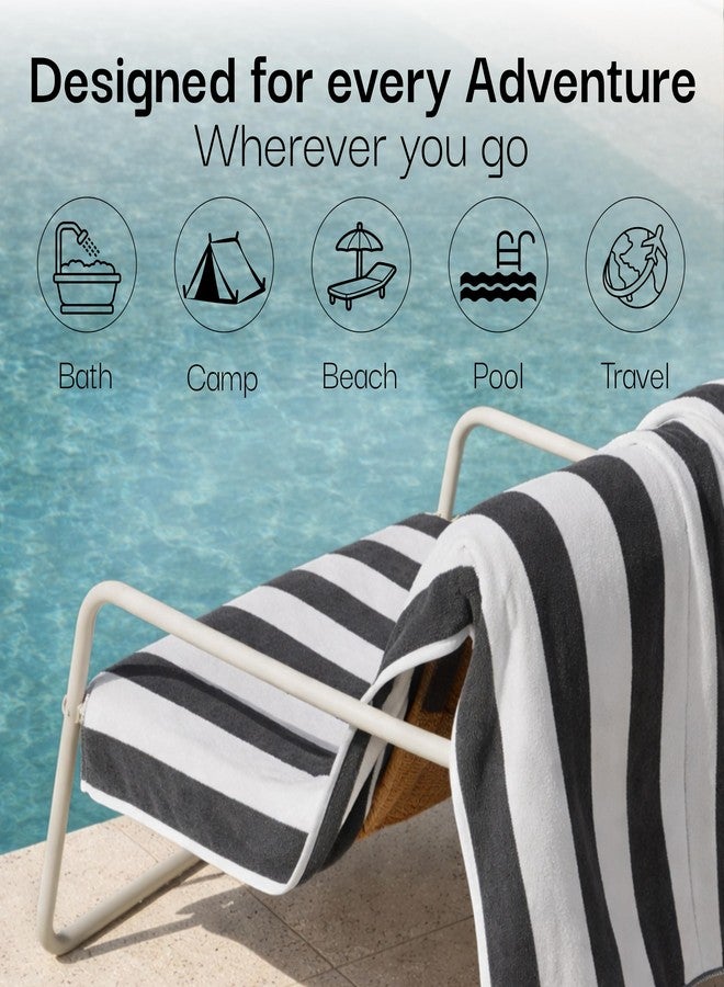 Salt Earth Cotton Striped Beach Cabana Towel, 6 Pack - 30"x60" Quick Dry Towels, Pool Essentials, Travel, Gym & Bathroom Towels, Oversized Beach Vacation EssentialsSteel Grey - Image 5