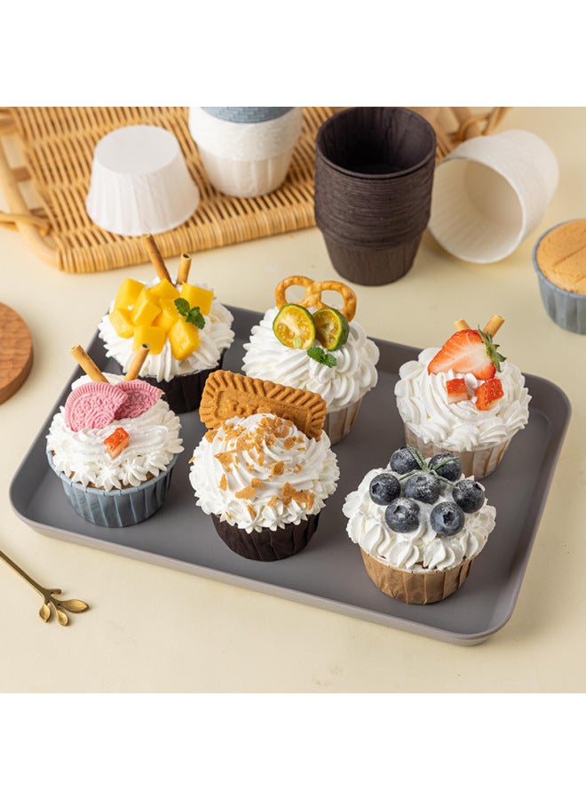 Roll-up Cupcake Cups Oil-proof Paper Holder Mold Cup Holder Special Oven High Temperature Baking Small Marfen Cup-Color:Yellow Roll Cup (50) Without Lid - Image 4