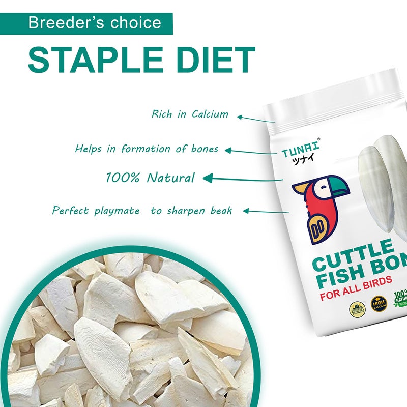 Tunai Cuttle Fish Bone for Birds | 250g | Love Birds, Budgies, Lori, Conures, Parrots, Cockatiels, Canaries, Finches, Amazons, Cockatoos, Macaws - Image 2