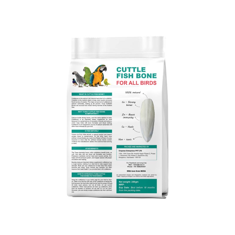 Tunai Cuttle Fish Bone for Birds | 250g | Love Birds, Budgies, Lori, Conures, Parrots, Cockatiels, Canaries, Finches, Amazons, Cockatoos, Macaws - Image 5