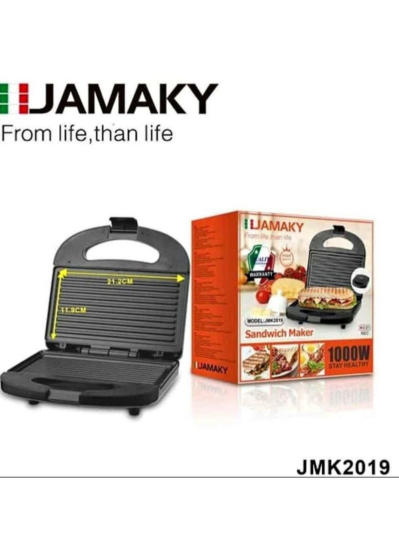 Jamaky Italy صانع الساندوتش ( JMK2019 )(ضمان-سنه) 1000 وات - أسود من جاماكي تصميم ايطالي 
