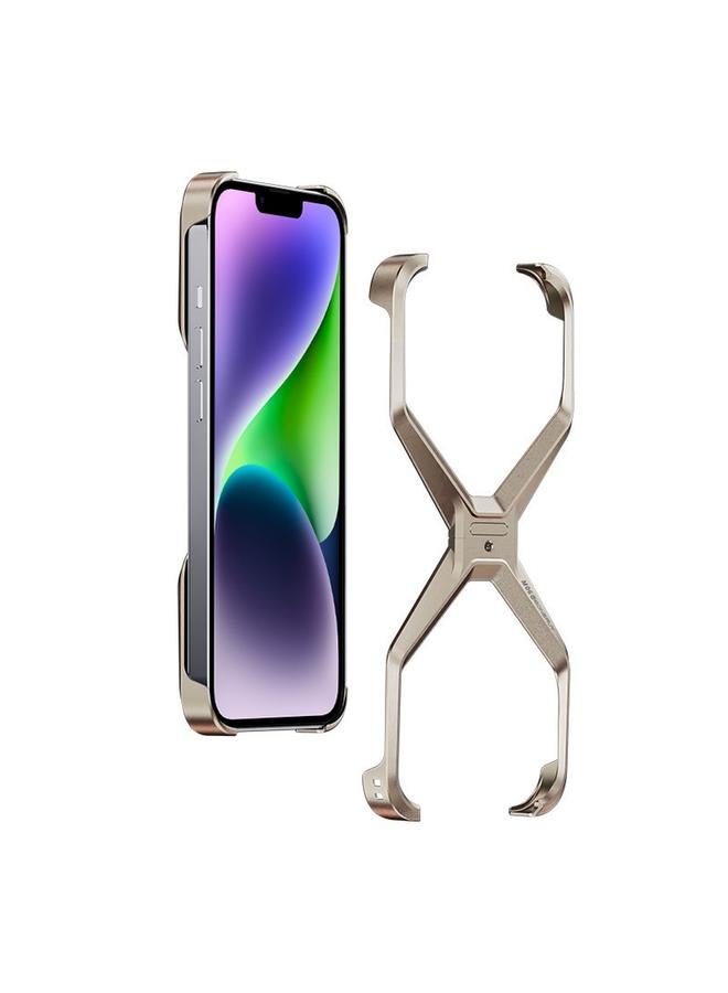 S-TOP Case For iPhone 13 / 14 Frameless X-shaped Metal Phone Case - Image 1
