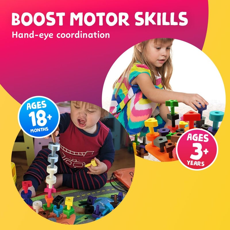 Skoolzy ألعاب سكولزي للأطفال الصغار - لوحة دبابيس 38 قطعة - ألعاب للأطفال من عمر 2-4 سنوات - ألعاب تكديس وألعاب تعليمية للأطفال بعمر سنتين - ألعاب STEM للأطفال من عمر 2+ سنوات - ألغاز للأطفال من عمر 2-4 سنوات - ألعاب للتوحد للأطفال من عمر 3-4 سنوات - Image 2