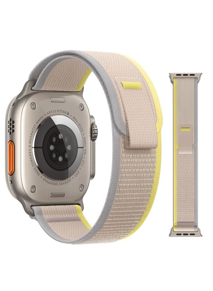 سوار تريل لوب متوافق مع ساعة أبل 42/44 ملم ونايلون سبورت آي واتش سيريز 4/5/6 -  رمادي أصفر - Image 1