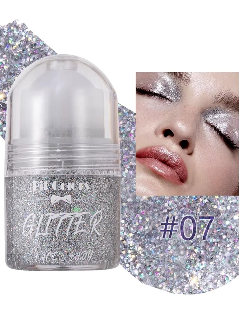 Fit Colors جل لامع للوجه والجسم جل لامع طويل الأمد للشعر والأذنين والأظافر والجسم والرقبة صبغة عالية سهل التطبيق مكياج متلألئ كريم لامع هولوجرافي - Image 2