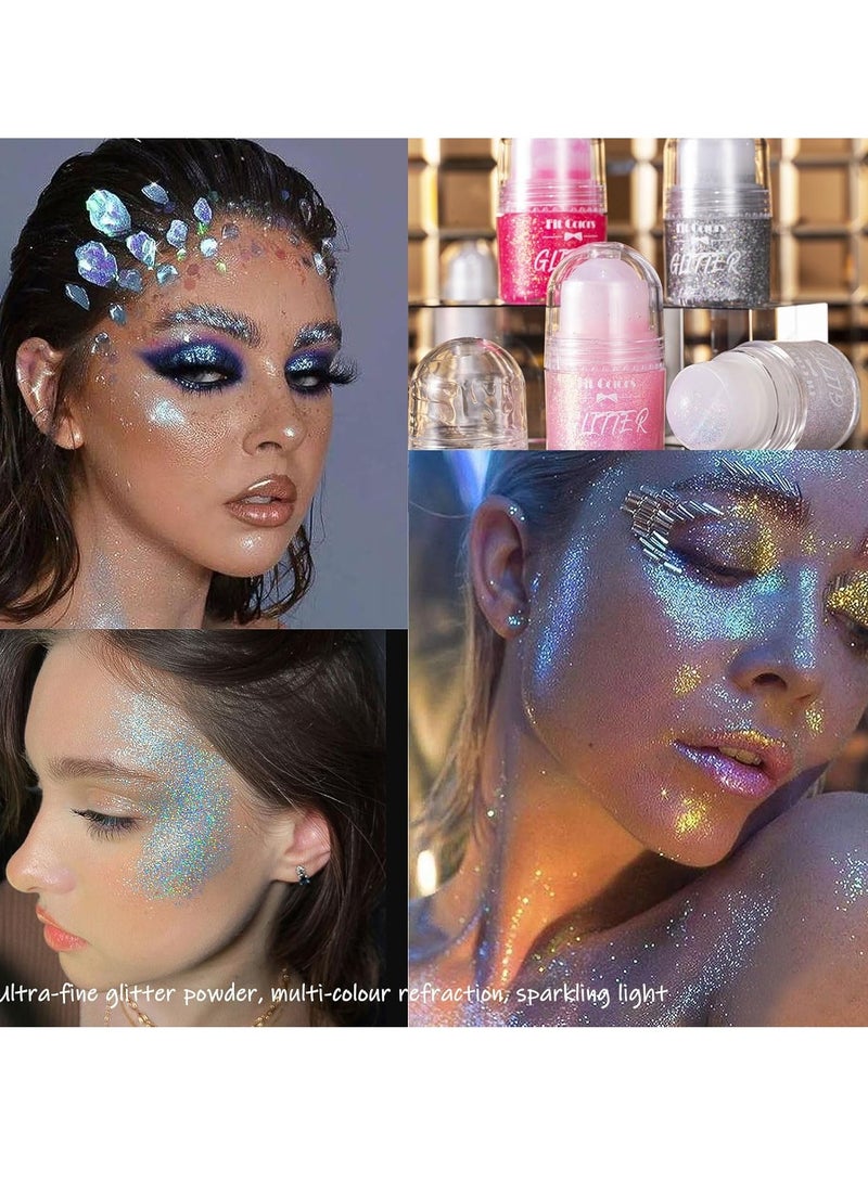 Fit Colors جل لامع للوجه والجسم جل لامع طويل الأمد للشعر والأذنين والأظافر والجسم والرقبة صبغة عالية سهل التطبيق مكياج متلألئ كريم لامع هولوجرافي - Image 3