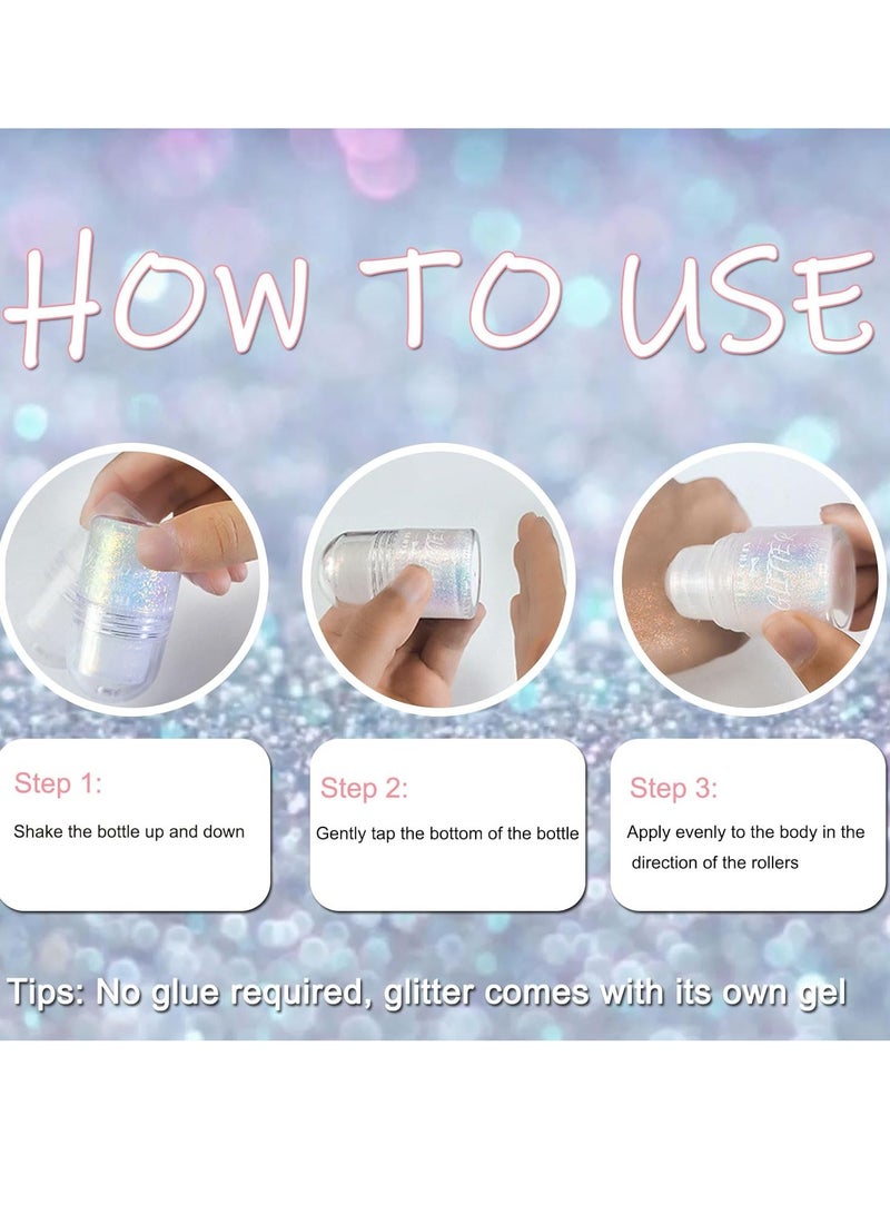 Fit Colors جل لامع للوجه والجسم جل لامع طويل الأمد للشعر والأذنين والأظافر والجسم والرقبة صبغة عالية سهل التطبيق مكياج متلألئ كريم لامع هولوجرافي - Image 4