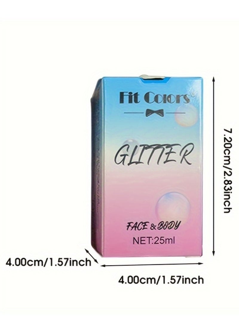 Fit Colors جل لامع للوجه والجسم جل لامع طويل الأمد للشعر والأذنين والأظافر والجسم والرقبة صبغة عالية سهل التطبيق مكياج متلألئ كريم لامع هولوجرافي - Image 5
