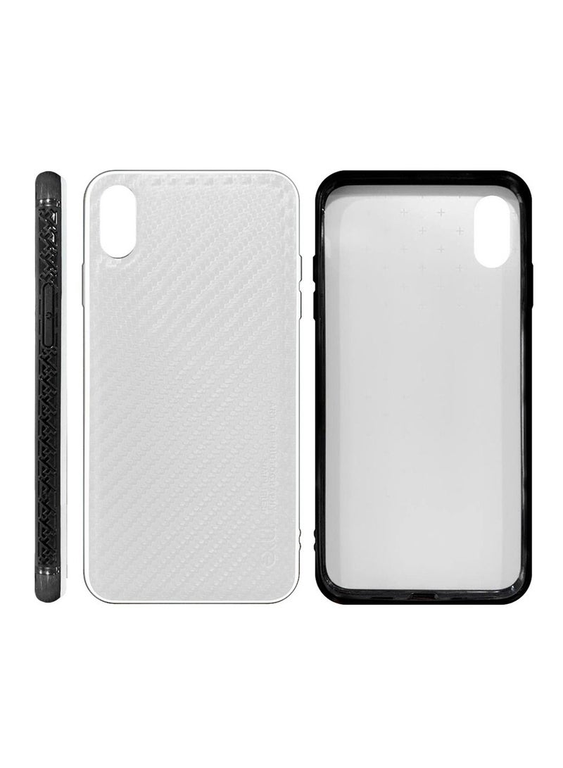 Rock غطاء هاتف آيفون XS / X بنمط قوام ألياف الكربون 5.8 بوصة أبيض - Image 2