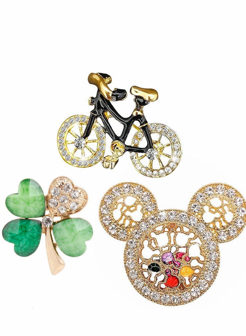 Barakah Brooch Pin for Women, 3pcs Creative Retro Wild Cute Ladies Alloy Diamond Brooch, Hat Bag Coat Corsage Accessories - Image 1