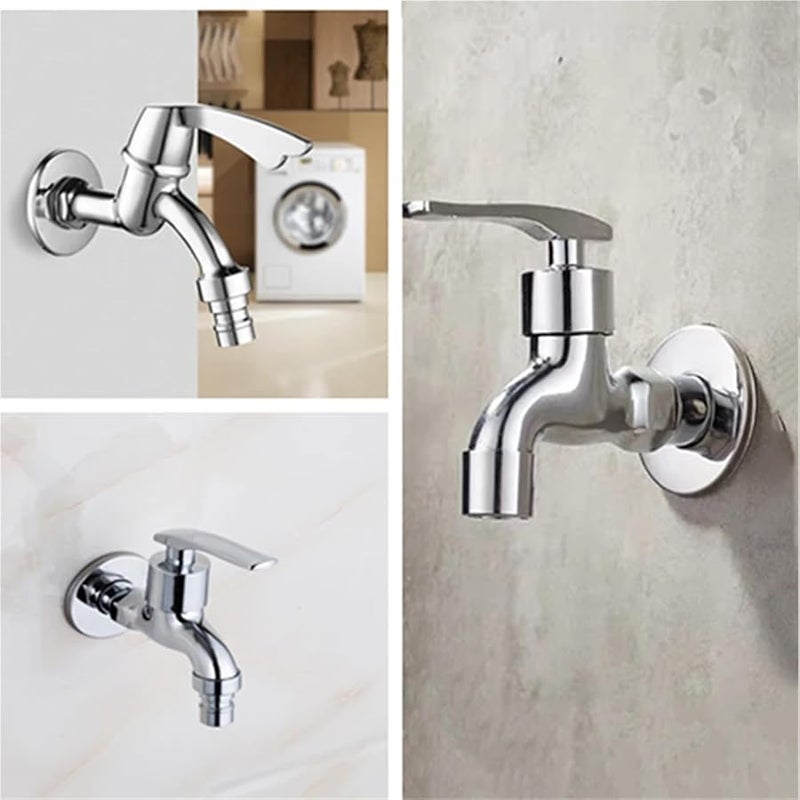 صنبور حائط فضي مفرد للماء البارد لحوض الاستحمام وغسالة الملابس والمرحاض وممسحة الأرضية والبركة والحديقة الخارجية - Image 3
