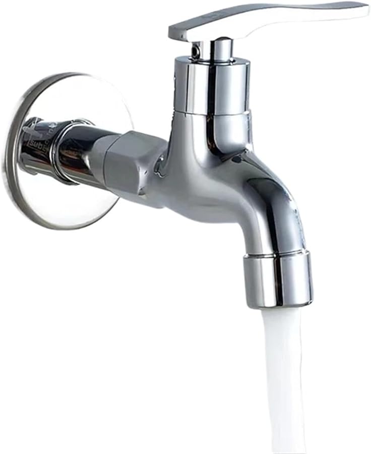 صنبور حائط فضي مفرد للماء البارد لحوض الاستحمام وغسالة الملابس والمرحاض وممسحة الأرضية والبركة والحديقة الخارجية - Image 1