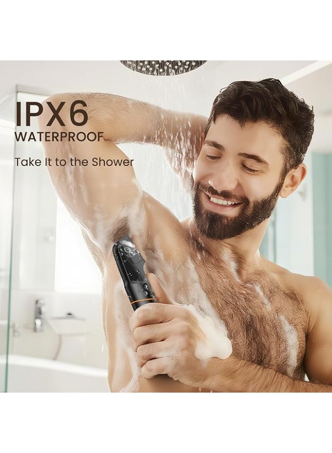 MAXGROOM Manscape All-in-One Body & Pubic Hair Trimmer for Men, No-Nick Groin & Ball Shaver, Waterproof Mens Electric Grooming Kit with LED Display, USB Rechargeable (Black) - Image 2