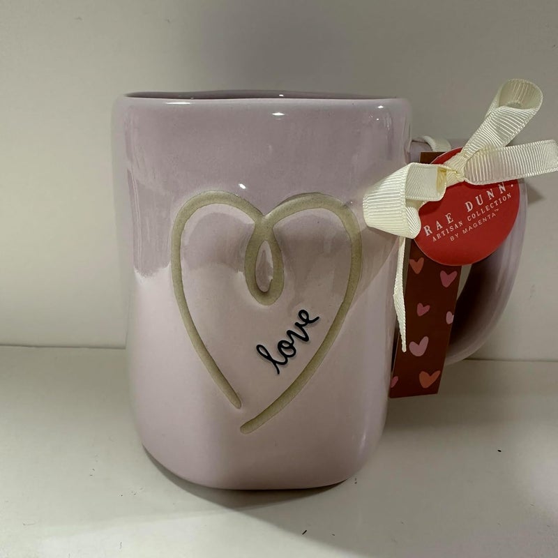 Rae LOVE Coffee Mug Allside Purple with Heart Frame Figure VALENTINES DAY Dunn By Magenta