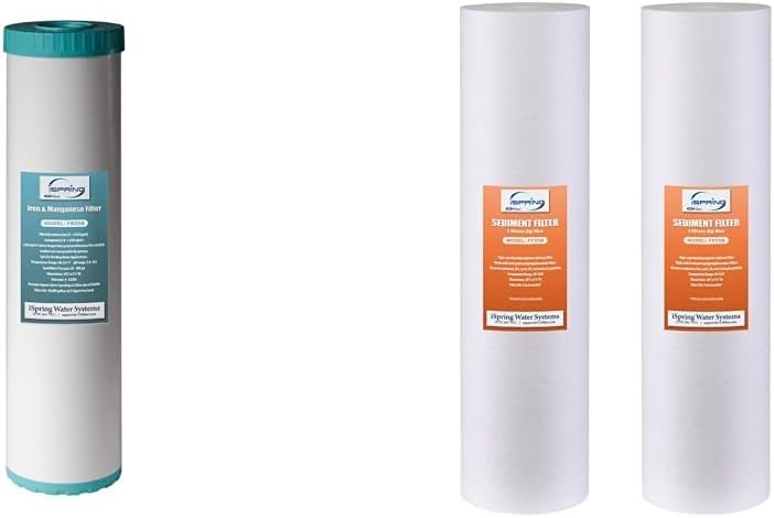 iSpring iSpring Whole House Water Filter Cartridge Iron  Manganese Reducing Water Filter Whole House  5Micron 20 x 45 Whole House Water Filter Cartridges High Capacity Sediment Filter  - Image 1