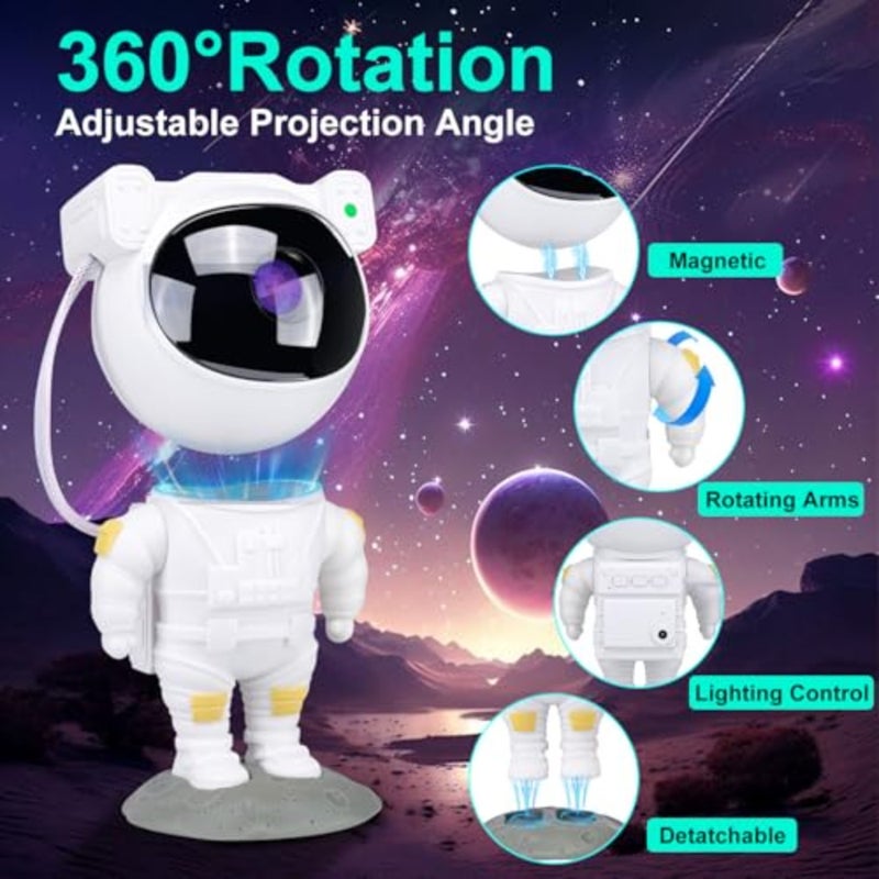 Amosse Star Projector Galaxy Night Light, Birthday Gifts Toys for 2-10 Year Old Boys Girls- Astronaut Starry Nebula Ceiling LED Lamp with Timer and Remote, Projection Lights for Bedroom Décor - White - Image 4